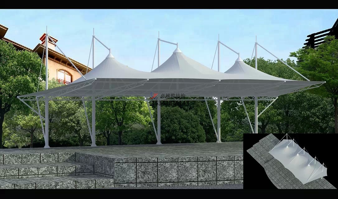 桃源體育公園膜結構【看臺雨棚】張拉膜專業膜結構銷售總代直銷